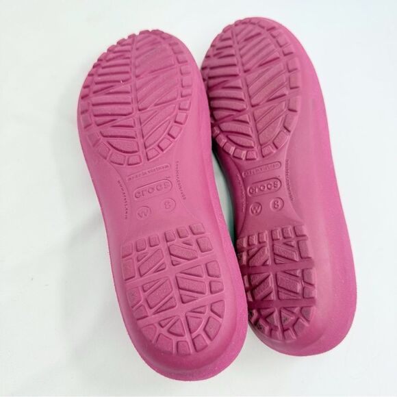 CROCS Mammoth Soft Fur Footpad Ballet Flat in Pomegranate - Picture 15 of 16